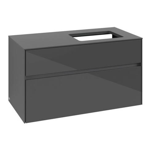 V&B Waschtischunterschrank Collaro 100x54,8x50cm, WT rechts, glossy grey