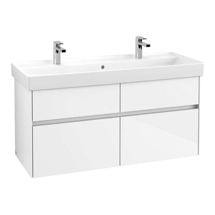V&B Waschtischunterschrank Collaro 115,4x54,6x44,4cm, WT mit, LED, glo wh.