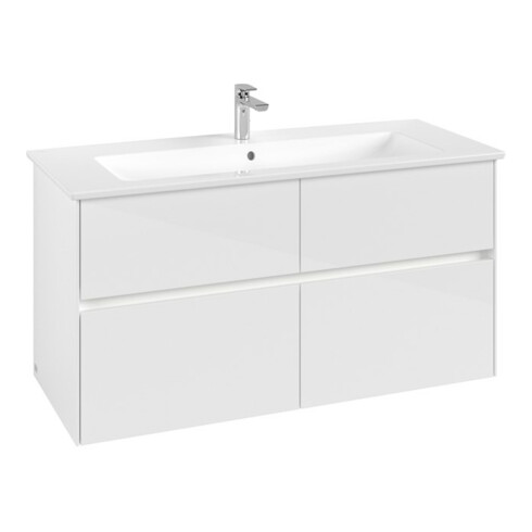 V&B Waschtischunterschrank Collaro 116,1x61x48cm, WT mi, LED 8,6W, glo wh.