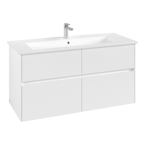 V&B Waschtischunterschrank Collaro 116,1x61x48cm, WT mi, LED 8,6W, wh. ma