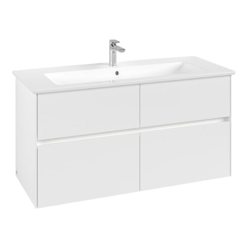 V&B Waschtischunterschrank Collaro 116,1x61x48cm, WT mi, LED 8,6W, wh. ma