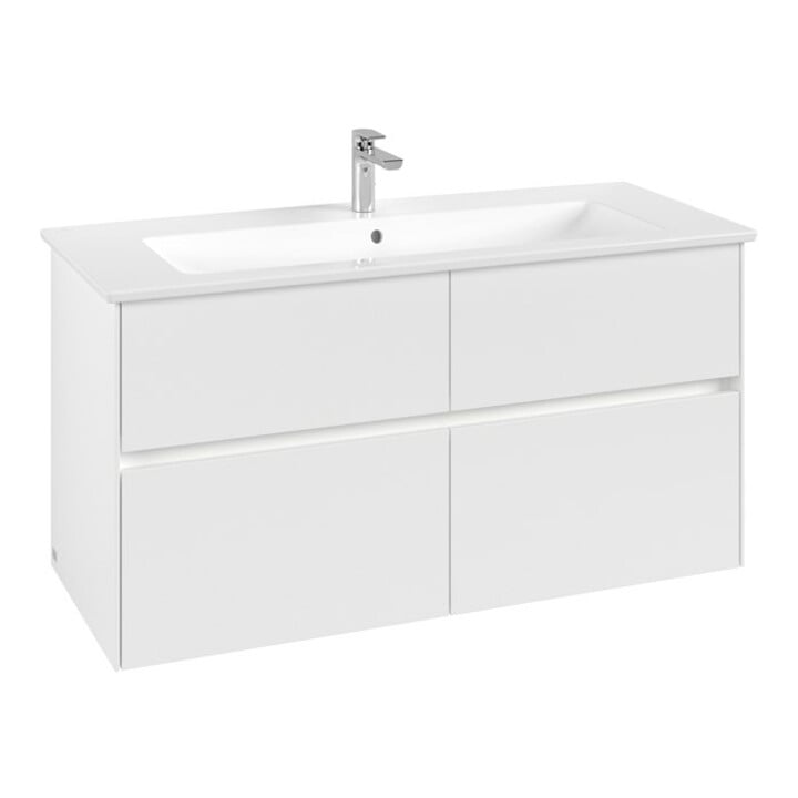 V&B Waschtischunterschrank Collaro 116,1x61x48cm, WT mi, LED 8,6W, wh. ma