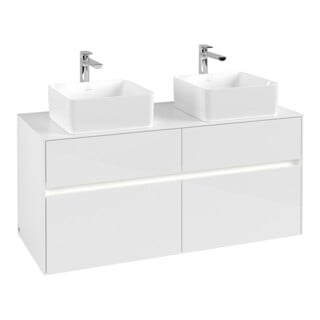 V&B Waschtischunterschrank Collaro 120x54,8x50cm, f 2 WT, LED 8,8W, glo wh.