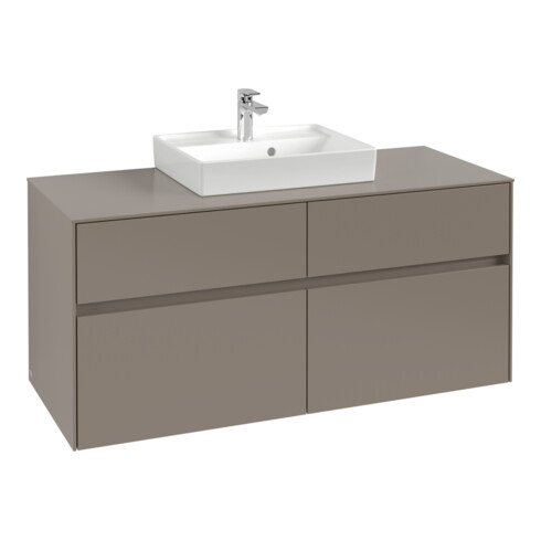 V&B Waschtischunterschrank Collaro 120x54,8x50cm, Waschtisch mittig, taupe