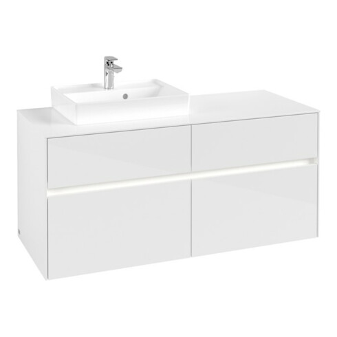 V&B Waschtischunterschrank Collaro 120x54,8x50cm, WT l, LED 8,8 W, glo wh.
