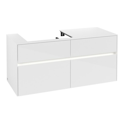V&B Waschtischunterschrank Collaro 120x54,8x50cm, WT l, LED 8,8 W, glo wh.