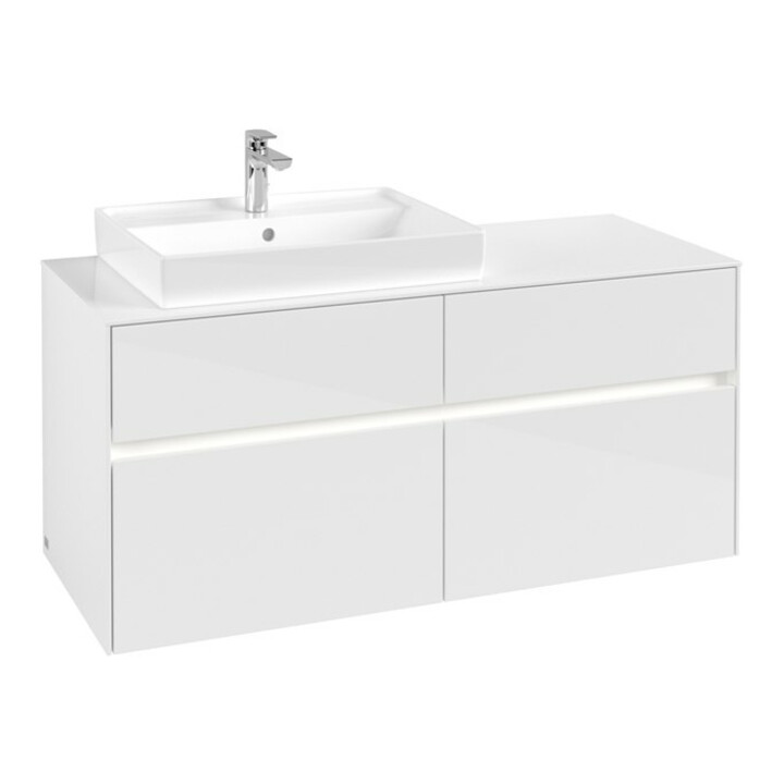 V&B Waschtischunterschrank Collaro 120x54,8x50cm, WT l, LED 8,8 W, glo wh.