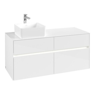 V&B Waschtischunterschrank Collaro 120x54,8x50cm, WT l, LED 8,8 W, glo wh.