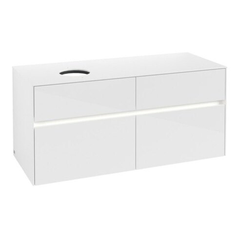 V&B Waschtischunterschrank Collaro 120x54,8x50cm, WT l, LED 8,8 W, glo wh.