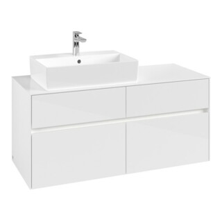V&B Waschtischunterschrank Collaro 120x54,8x50cm, WT l, LED 8,8 W, glo wh.