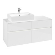 V&B Waschtischunterschrank Collaro 120x54,8x50cm, WT l, LED 8,8 W, glo wh.