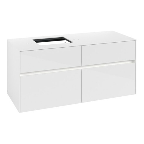 V&B Waschtischunterschrank Collaro 120x54,8x50cm, WT l, LED 8,8 W, glo wh.