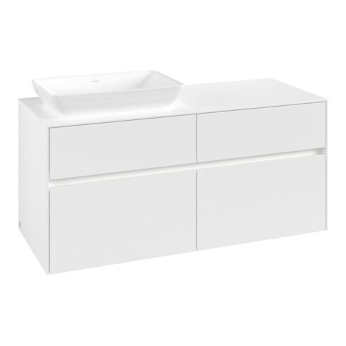 V&B Waschtischunterschrank Collaro 120x54,8x50cm, WT l, LED 8,8 W, wh. ma