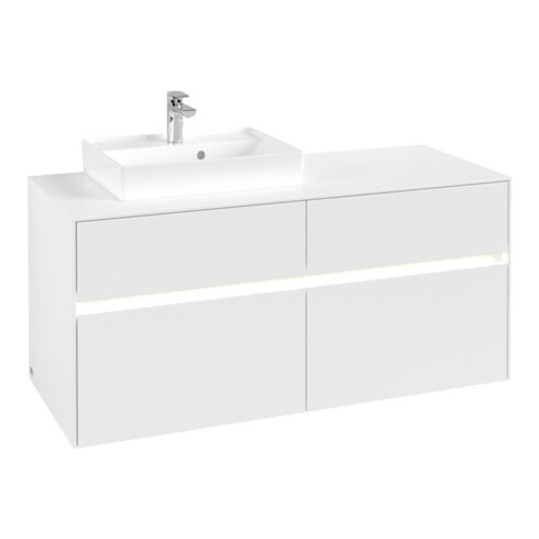 V&B Waschtischunterschrank Collaro 120x54,8x50cm, WT l, LED 8,8 W, wh. ma