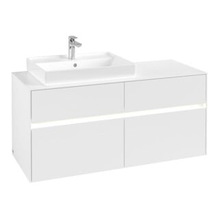 V&B Waschtischunterschrank Collaro 120x54,8x50cm, WT l, LED 8,8 W, wh. ma