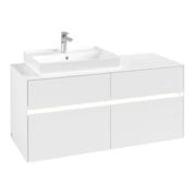 V&B Waschtischunterschrank Collaro 120x54,8x50cm, WT l, LED 8,8 W, wh. ma