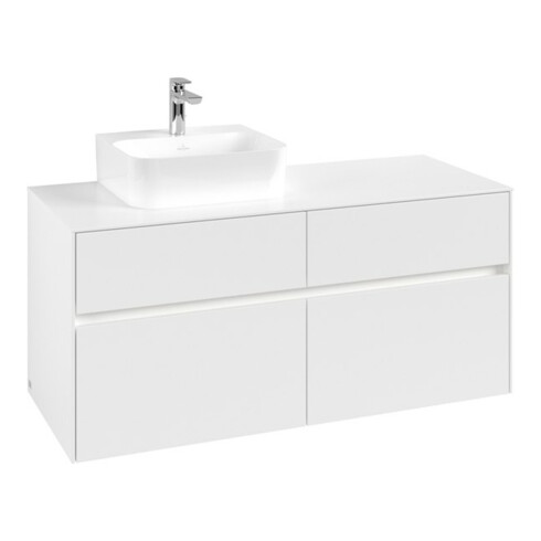 V&B Waschtischunterschrank Collaro 120x54,8x50cm, WT l, LED 8,8 W, wh. ma