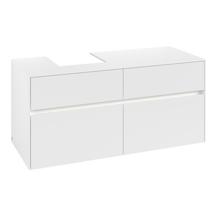 V&B Waschtischunterschrank Collaro 120x54,8x50cm, WT l, LED 8,8 W, wh. ma