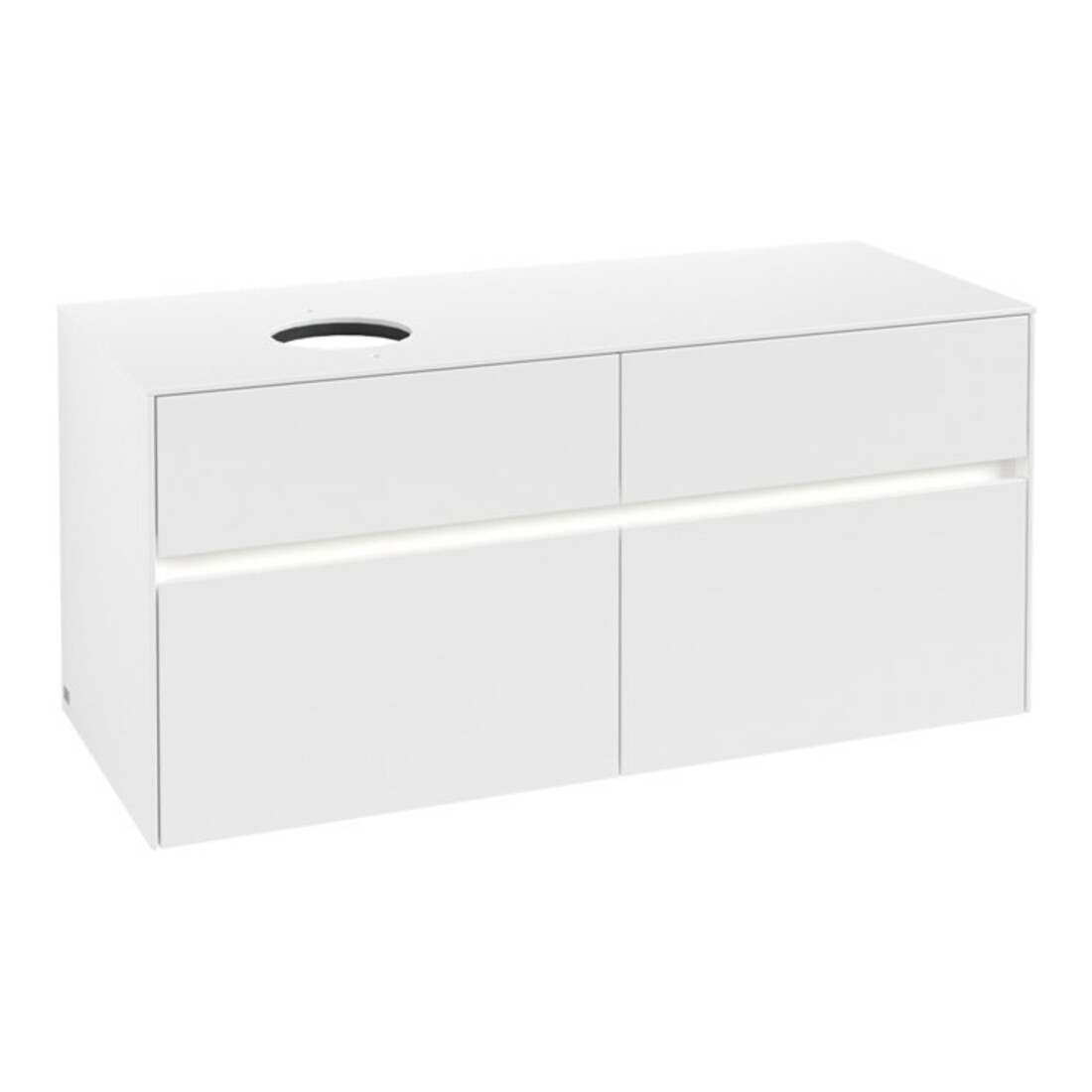 V&B Waschtischunterschrank Collaro 120x54,8x50cm, WT l, LED 8,8 W, wh. ma