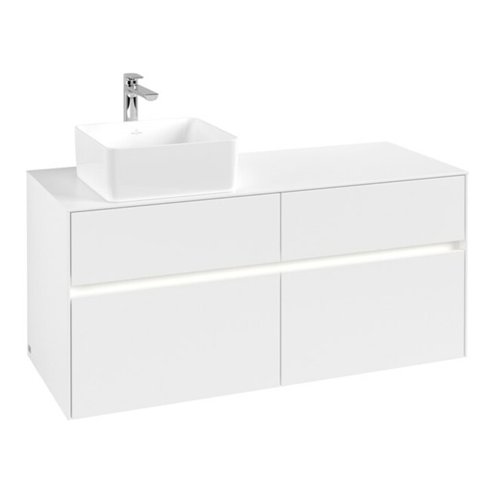 V&B Waschtischunterschrank Collaro 120x54,8x50cm, WT l, LED 8,8 W, wh. ma