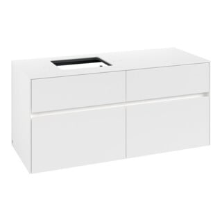 V&B Waschtischunterschrank Collaro 120x54,8x50cm, WT l, LED 8,8 W, wh. ma