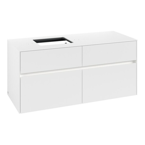 V&B Waschtischunterschrank Collaro 120x54,8x50cm, WT l, LED 8,8 W, wh. ma