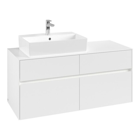 V&B Waschtischunterschrank Collaro 120x54,8x50cm, WT l, LED 8,8 W, wh. ma