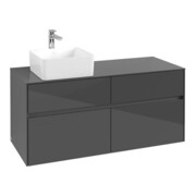 V&B Waschtischunterschrank Collaro 120x54,8x50cm, WT links, Glossy Grey