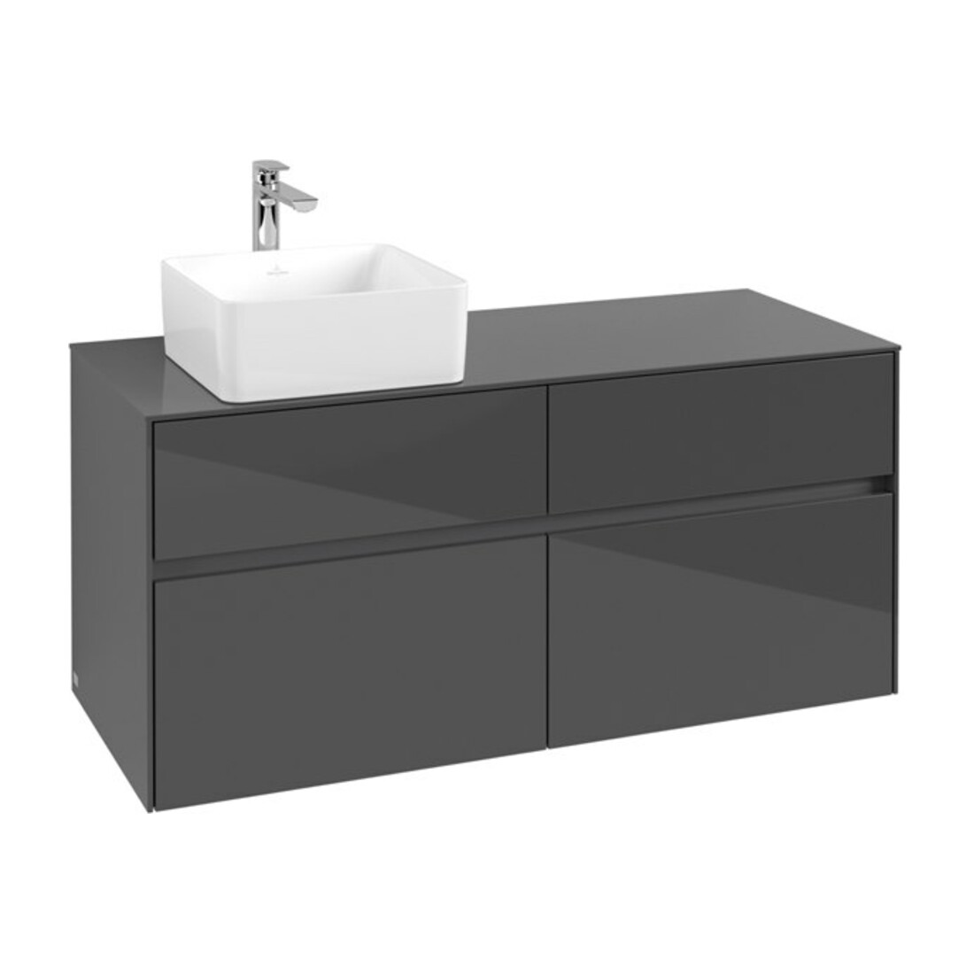 V&B Waschtischunterschrank Collaro 120x54,8x50cm, WT links, Glossy Grey