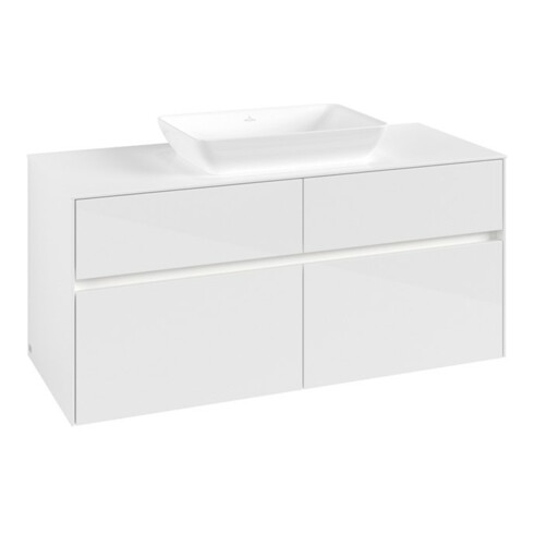 V&B Waschtischunterschrank Collaro 120x54,8x50cm, WT mi, LED 8,8 W, glo wh.