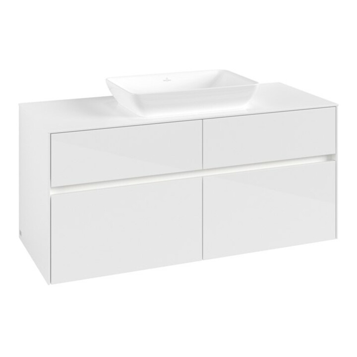 V&B Waschtischunterschrank Collaro 120x54,8x50cm, WT mi, LED 8,8 W, glo wh.