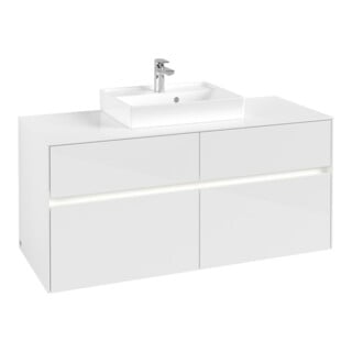 V&B Waschtischunterschrank Collaro 120x54,8x50cm, WT mi, LED 8,8 W, glo wh.