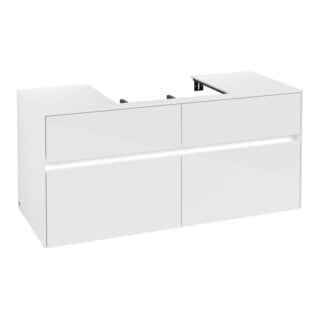 V&B Waschtischunterschrank Collaro 120x54,8x50cm, WT mi, LED 8,8 W, glo wh.