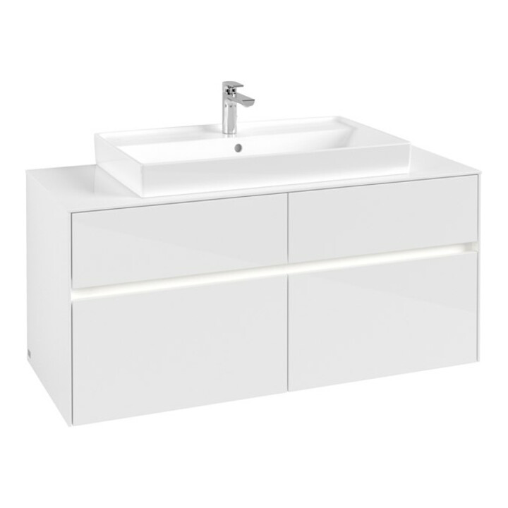 V&B Waschtischunterschrank Collaro 120x54,8x50cm, WT mi, LED 8,8 W, glo wh.