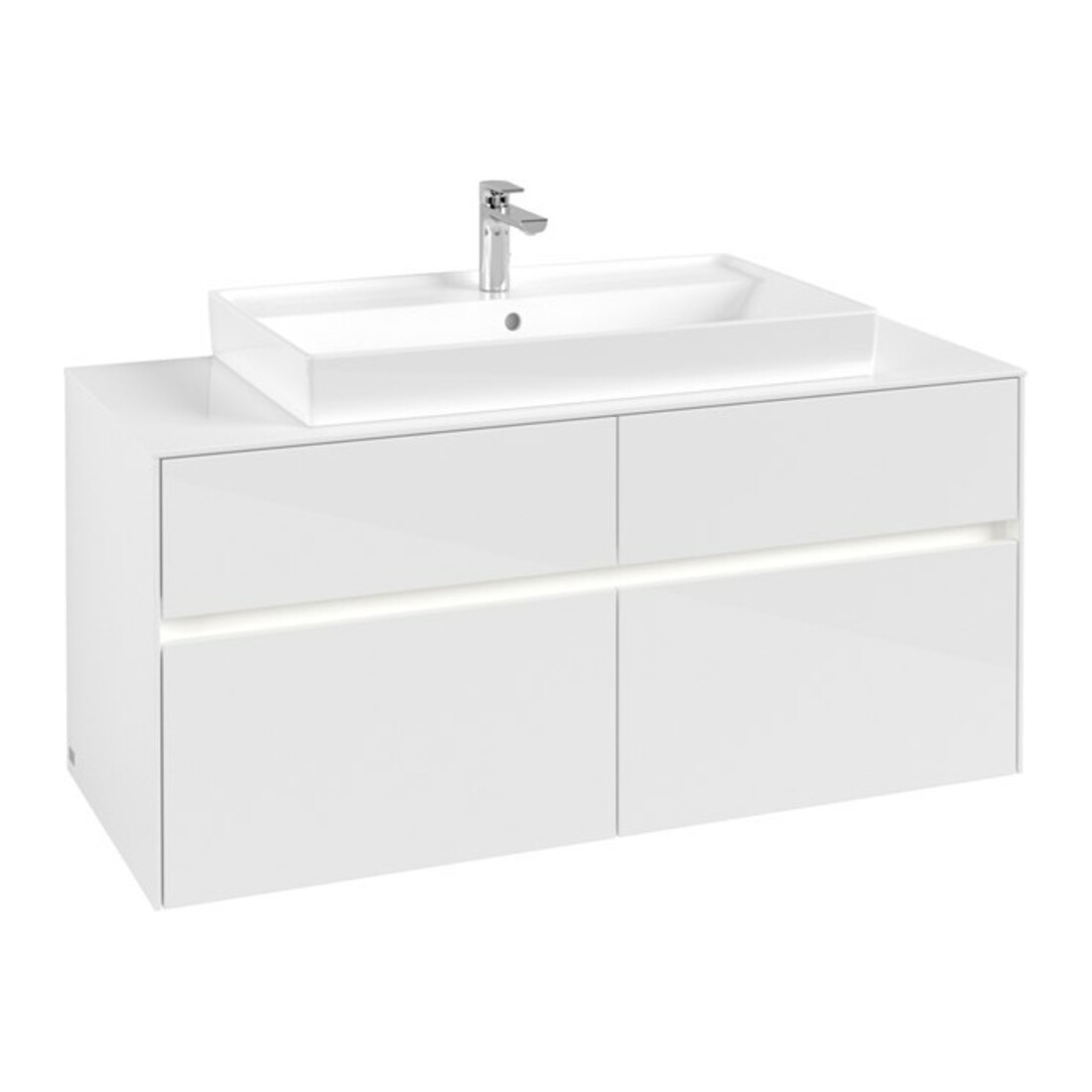 V&B Waschtischunterschrank Collaro 120x54,8x50cm, WT mi, LED 8,8 W, glo wh.
