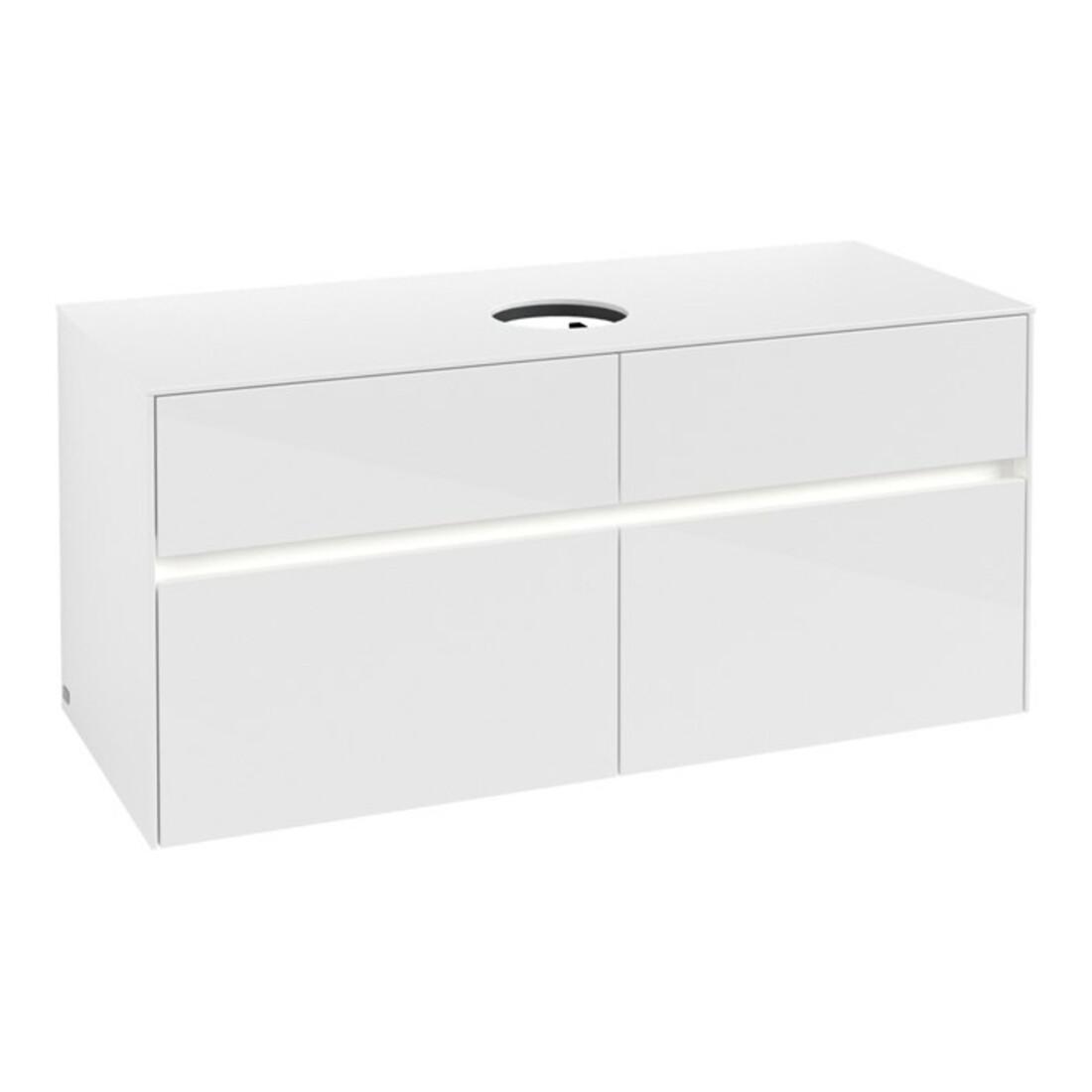 V&B Waschtischunterschrank Collaro 120x54,8x50cm, WT mi, LED 8,8 W, glo wh.