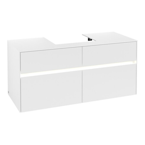 V&B Waschtischunterschrank Collaro 120x54,8x50cm, WT mi, LED 8,8 W, wh. ma
