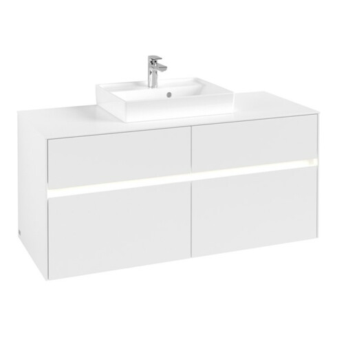 V&B Waschtischunterschrank Collaro 120x54,8x50cm, WT mi, LED 8,8 W, wh. ma
