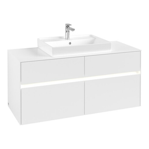 V&B Waschtischunterschrank Collaro 120x54,8x50cm, WT mi, LED 8,8 W, wh. ma