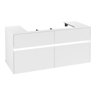 V&B Waschtischunterschrank Collaro 120x54,8x50cm, WT mi, LED 8,8 W, wh. ma