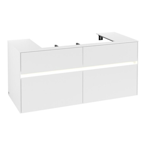V&B Waschtischunterschrank Collaro 120x54,8x50cm, WT mi, LED 8,8 W, wh. ma