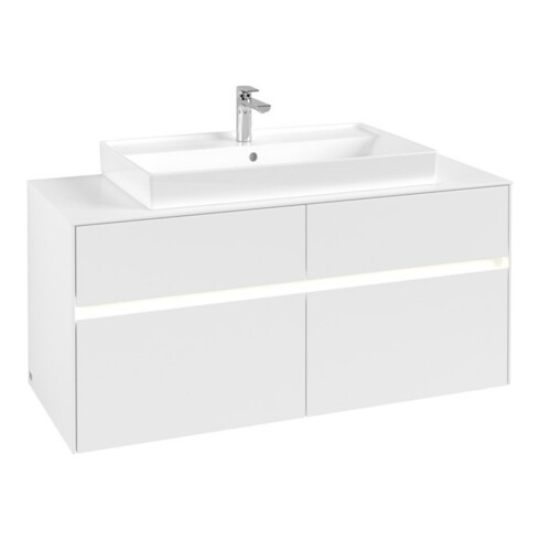 V&B Waschtischunterschrank Collaro 120x54,8x50cm, WT mi, LED 8,8 W, wh. ma