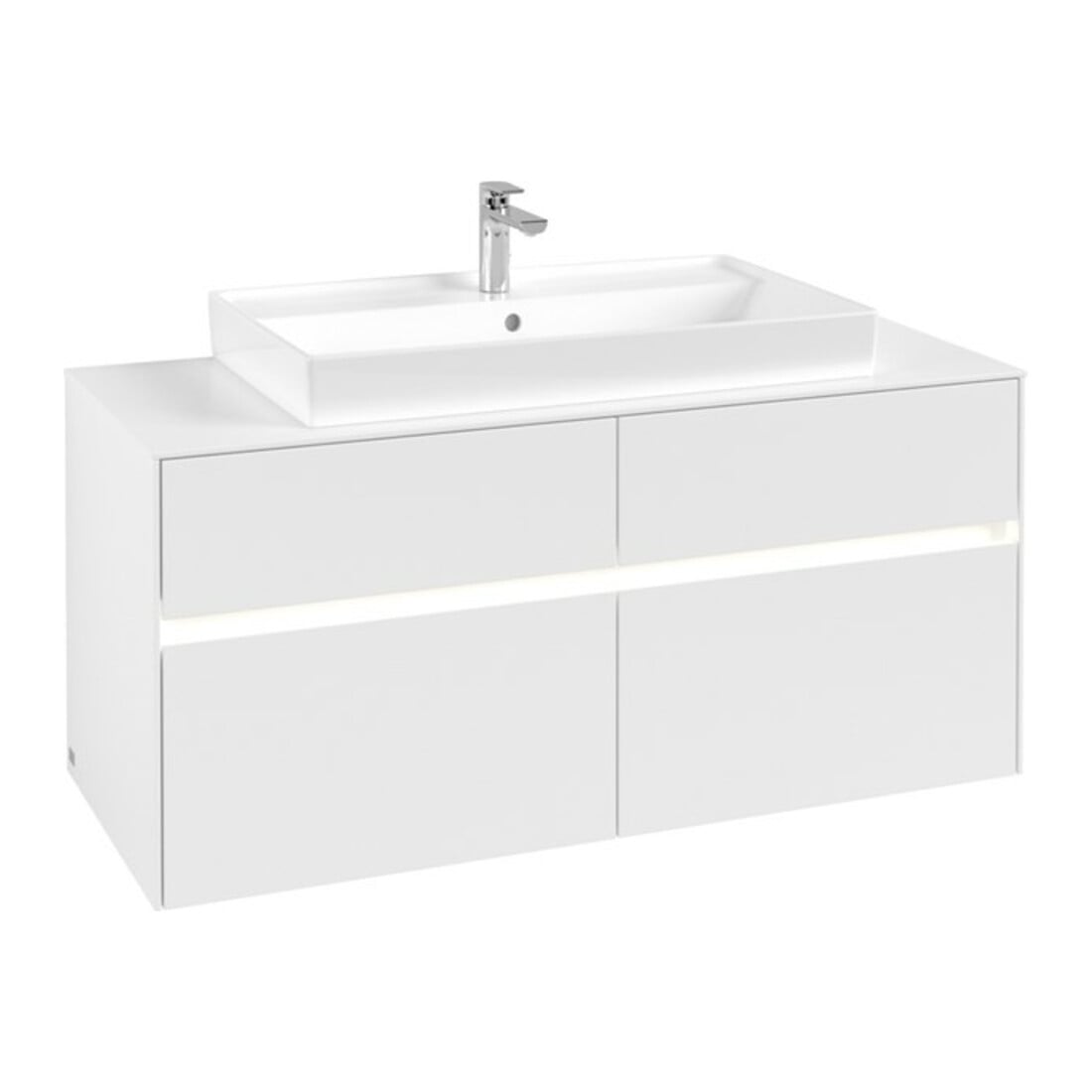 V&B Waschtischunterschrank Collaro 120x54,8x50cm, WT mi, LED 8,8 W, wh. ma