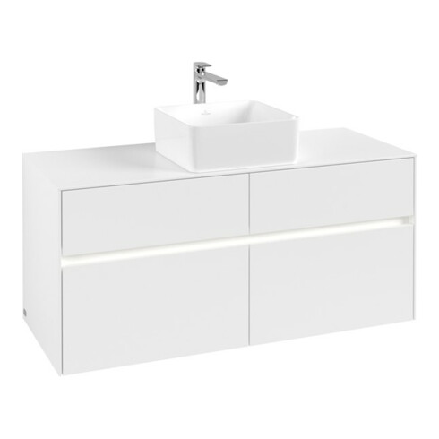 V&B Waschtischunterschrank Collaro 120x54,8x50cm, WT mi, LED 8,8 W, wh. ma