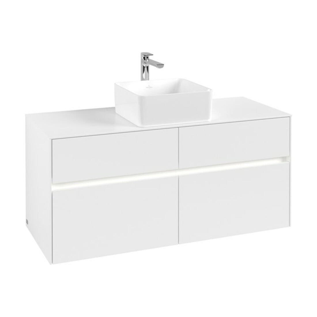 V&B Waschtischunterschrank Collaro 120x54,8x50cm, WT mi, LED 8,8 W, wh. ma