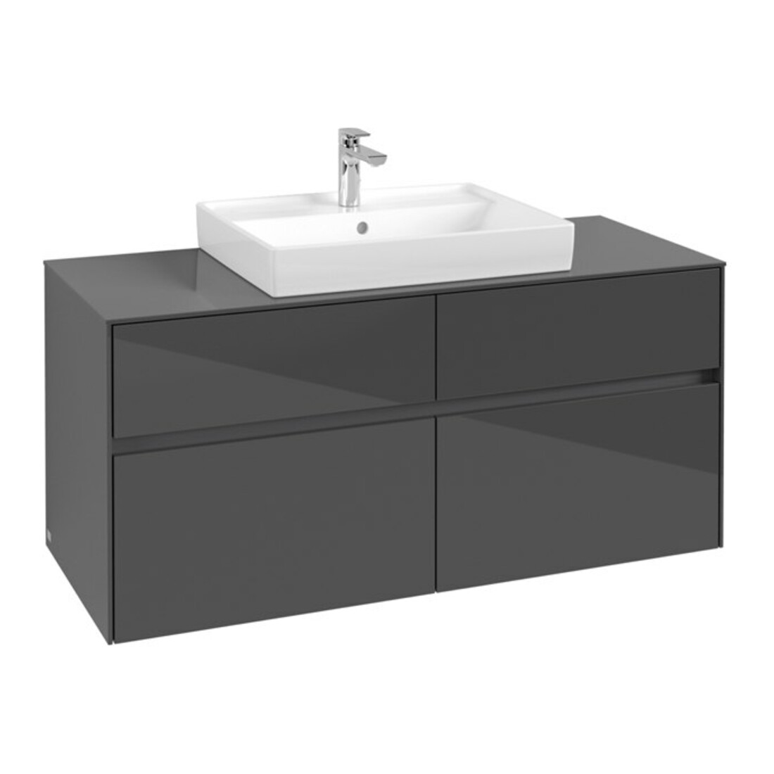 V&B Waschtischunterschrank Collaro 120x54,8x50cm, WT mittig, glossy grey