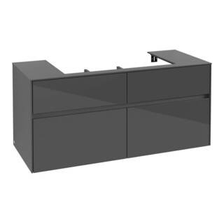 V&B Waschtischunterschrank Collaro 120x54,8x50cm, WT mittig, glossy grey