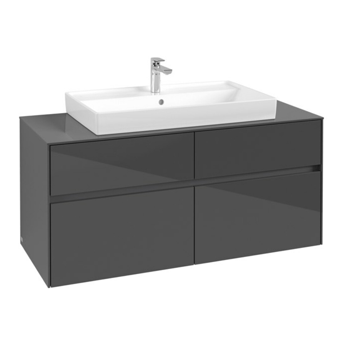 V&B Waschtischunterschrank Collaro 120x54,8x50cm, WT mittig, glossy grey