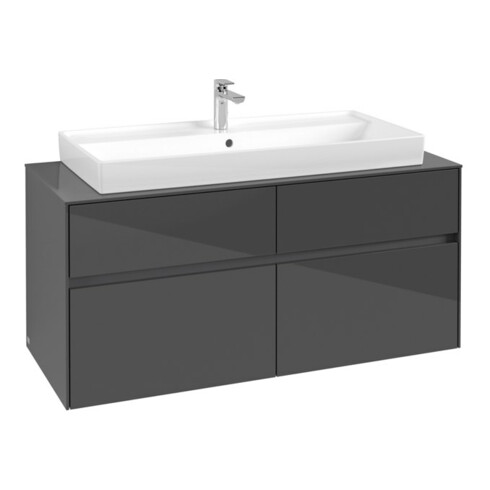 V&B Waschtischunterschrank Collaro 120x54,8x50cm, WT mittig, glossy grey