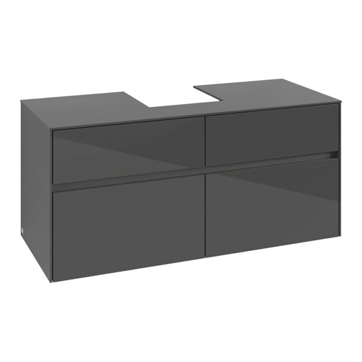 V&B Waschtischunterschrank Collaro 120x54,8x50cm, WT mittig, glossy grey